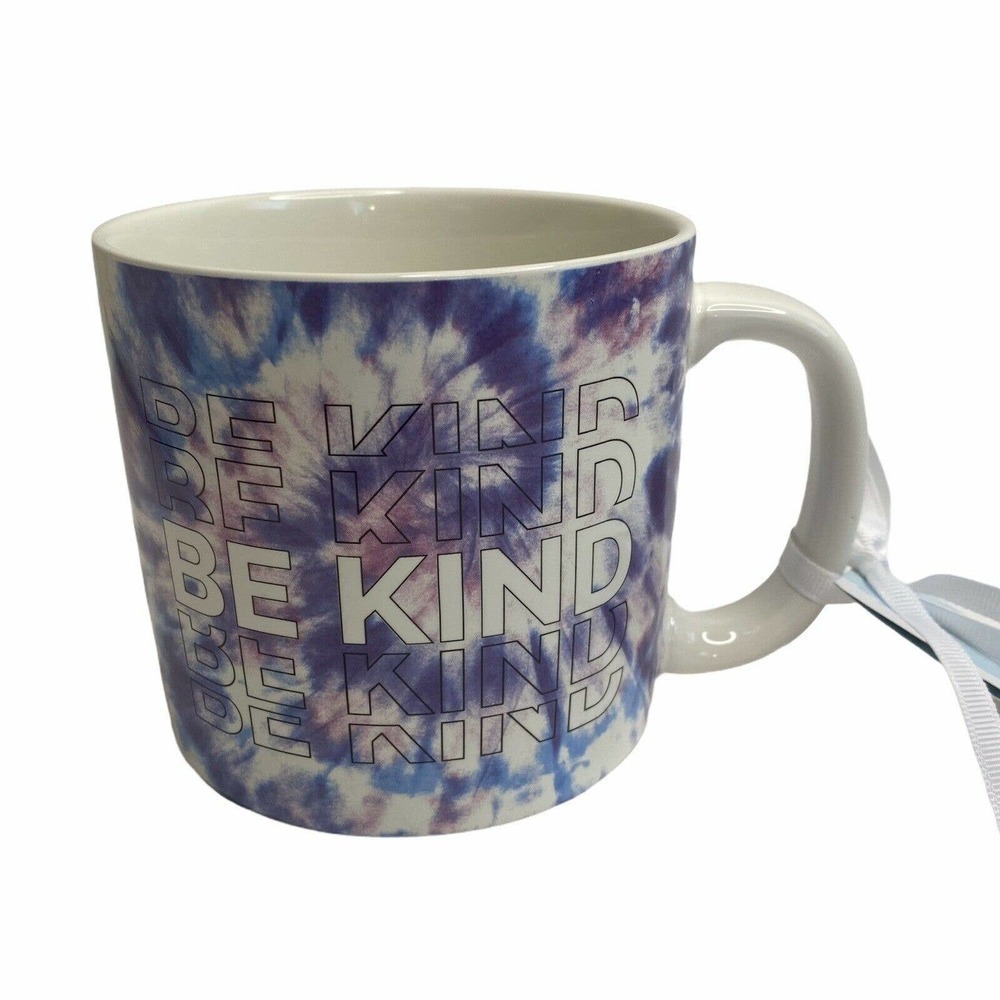 Coco And Lola Be Kind Coffee Mug 20 Oz White Purple Tie Dye Pen Pencil Holder